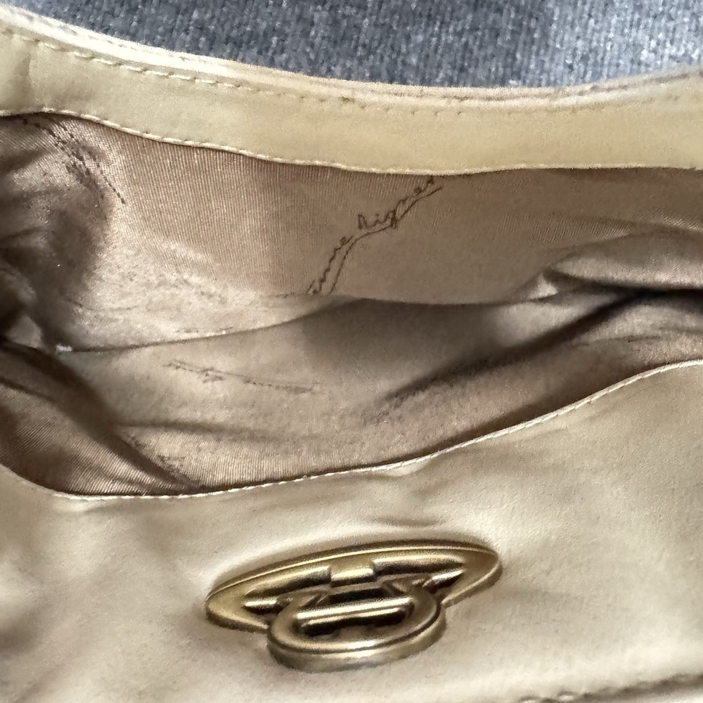 Vintage Etienne Aigner Gathered Cream Leather Shoulder Bag Purse NOS Mirror - Picture 8 of 12